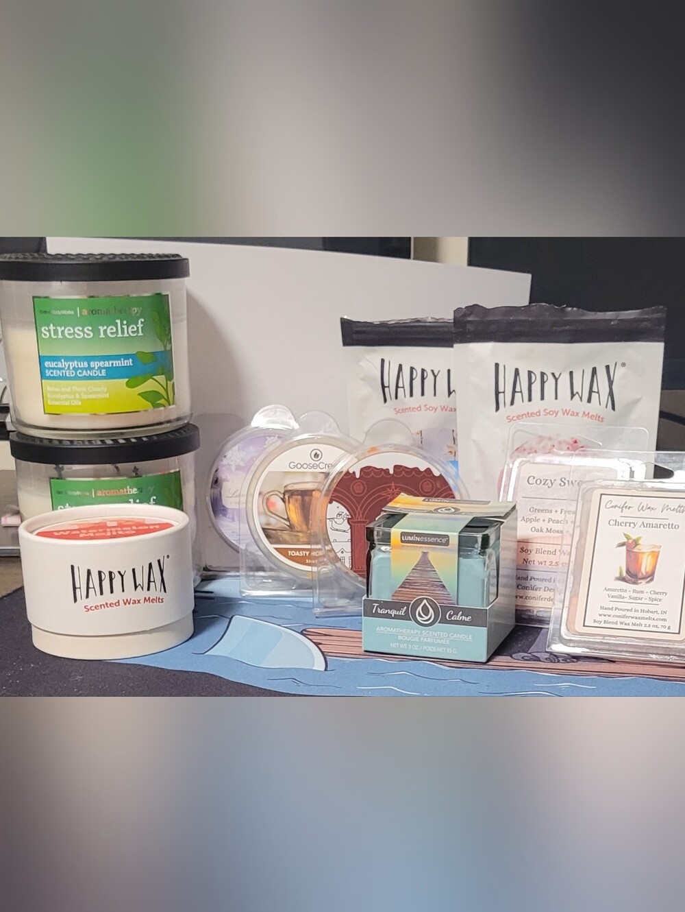 Stress Relief Eucalyptus Spearmint Scented Candle - And Wax Melt Combo